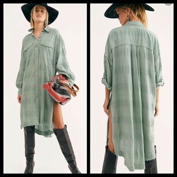 Free People Sahara Sounds Shirt Dress Small NWT - Picture 1 of 10